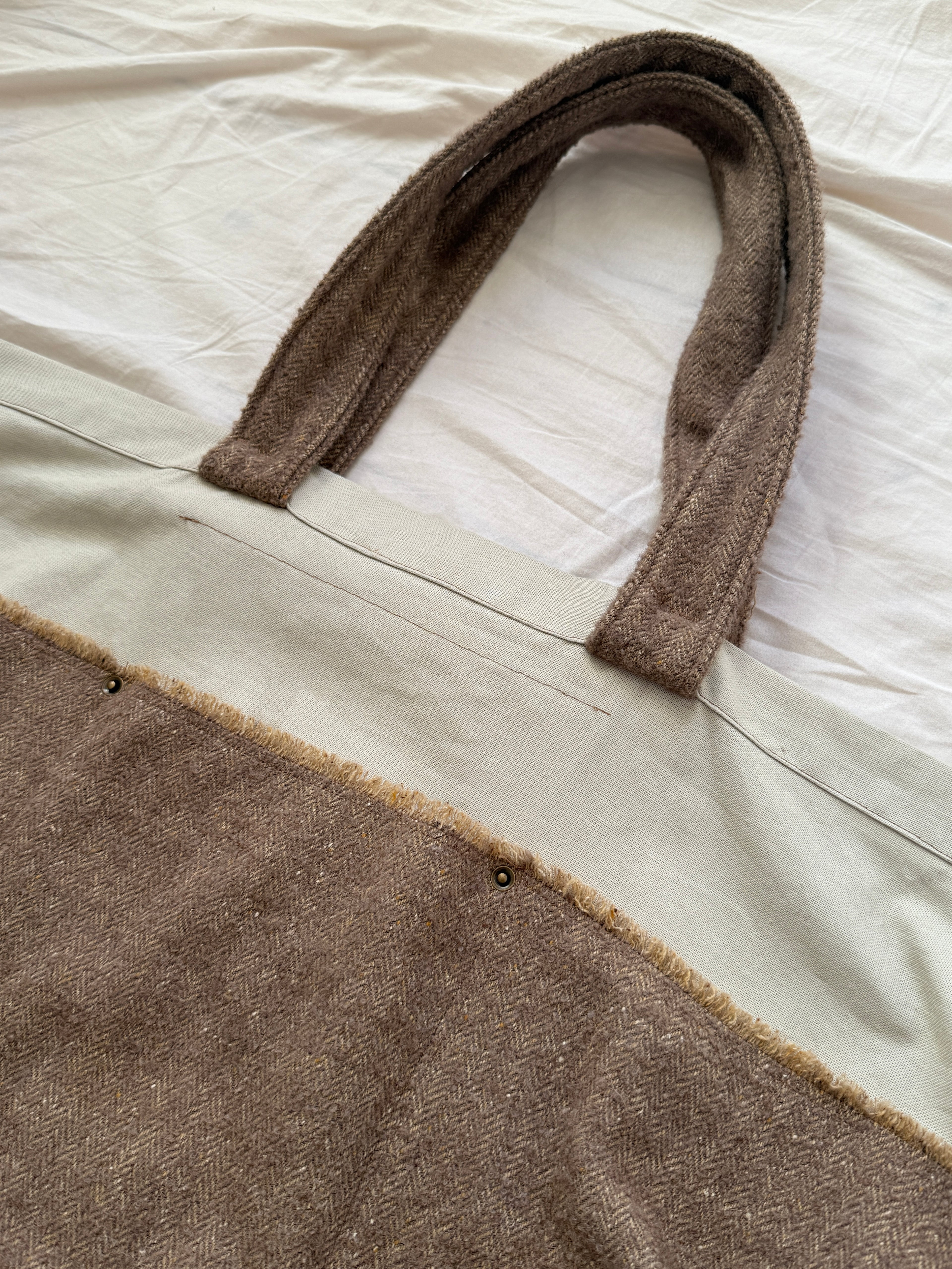 1 of 1 BRITISH WOOL + ANTIQUE FRENCH COTTON DRILL TOTE
