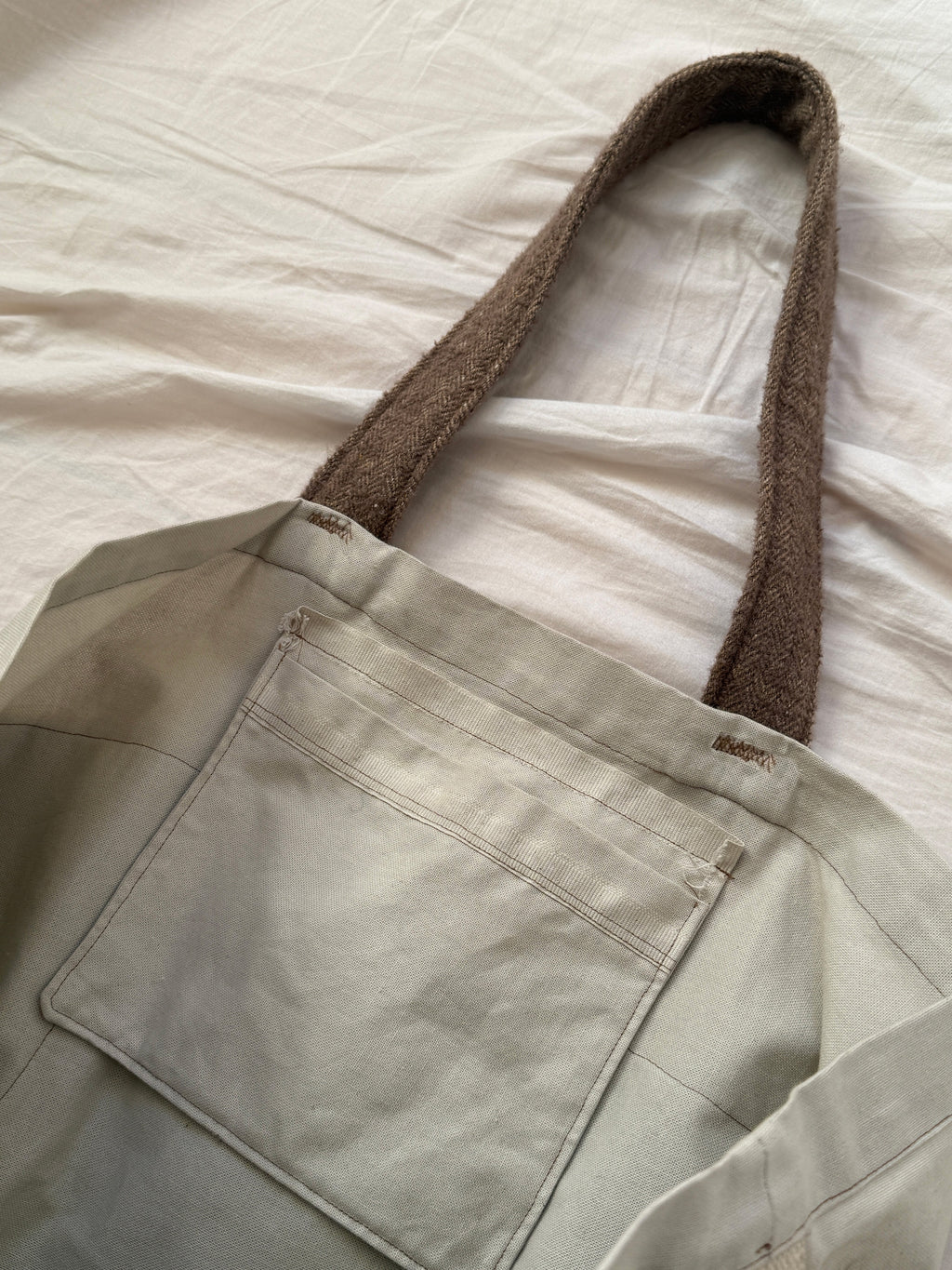 1 of 1 BRITISH WOOL + ANTIQUE FRENCH COTTON DRILL TOTE