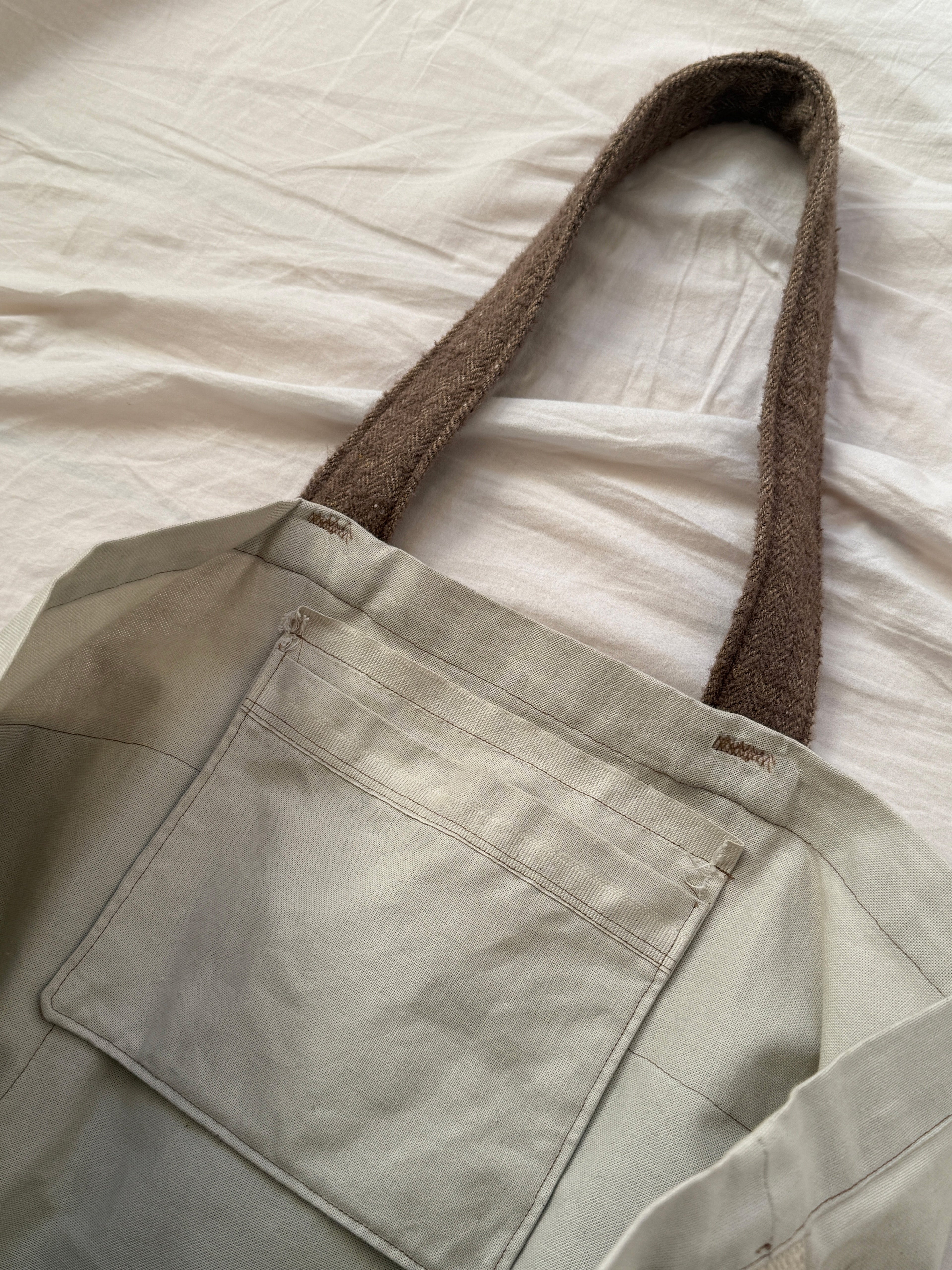 1 of 1 BRITISH WOOL + ANTIQUE FRENCH COTTON DRILL TOTE
