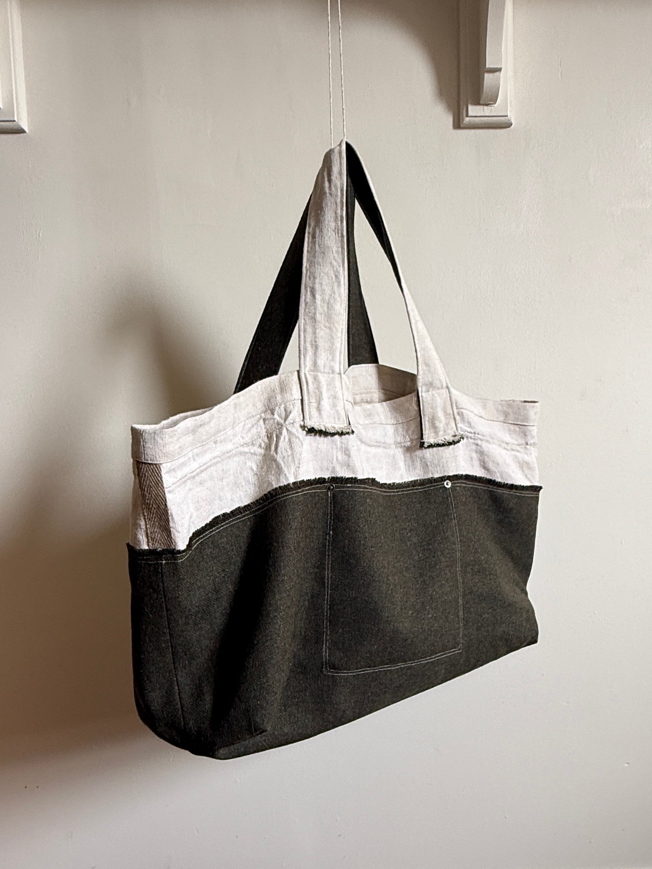 1 of 1 SHETLAND WOOL + ANTIQUE FRENCH LINEN TOTE