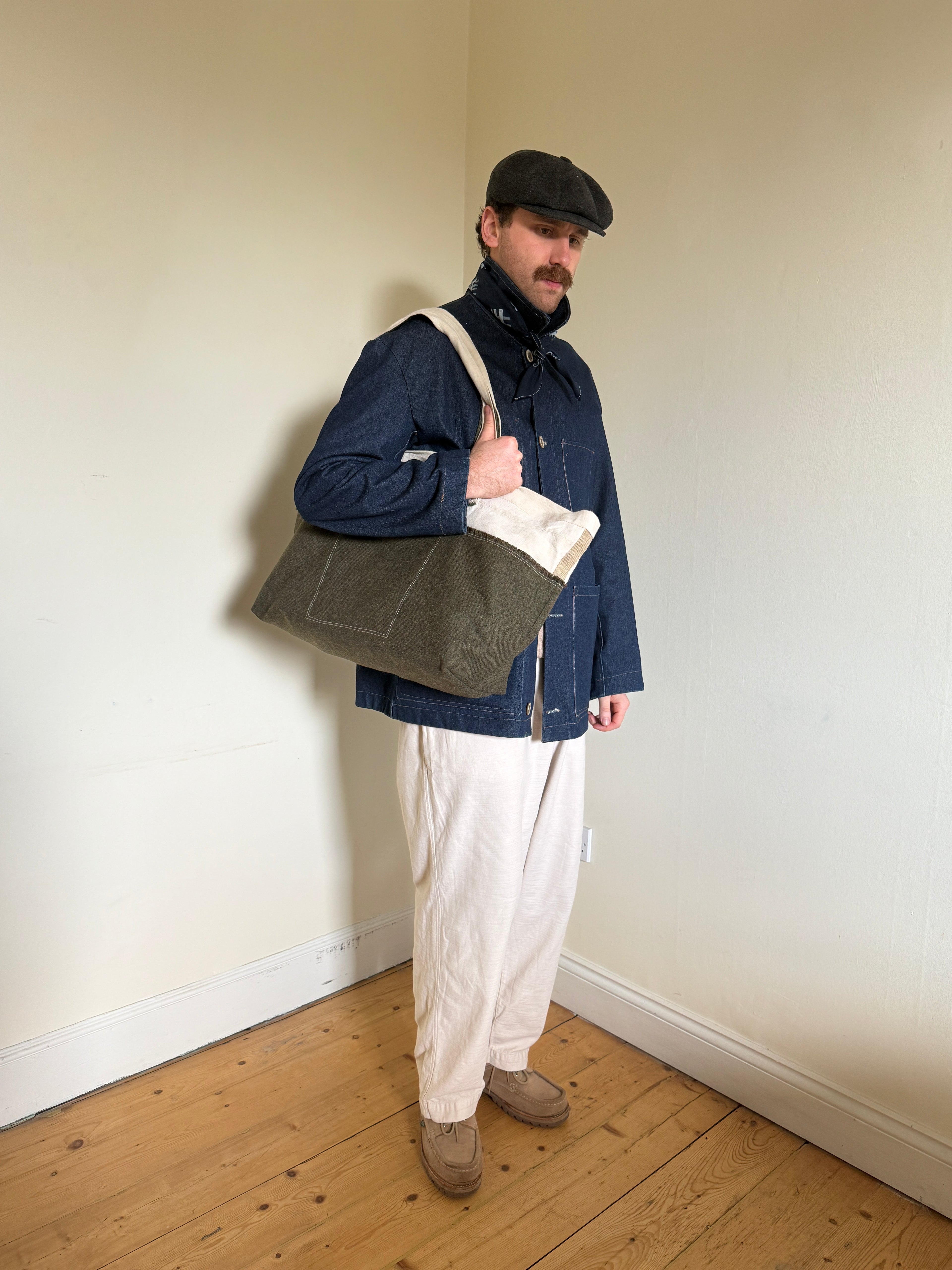 1 of 1 SHETLAND WOOL + ANTIQUE FRENCH LINEN TOTE