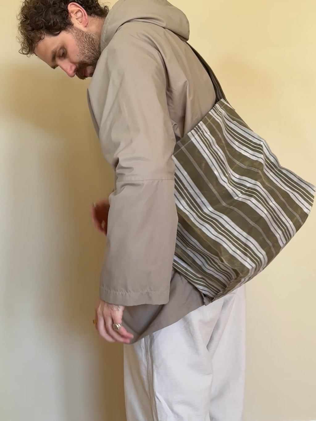 ANTIQUE FRENCH TICKING BIG'UN FORAGER BAG