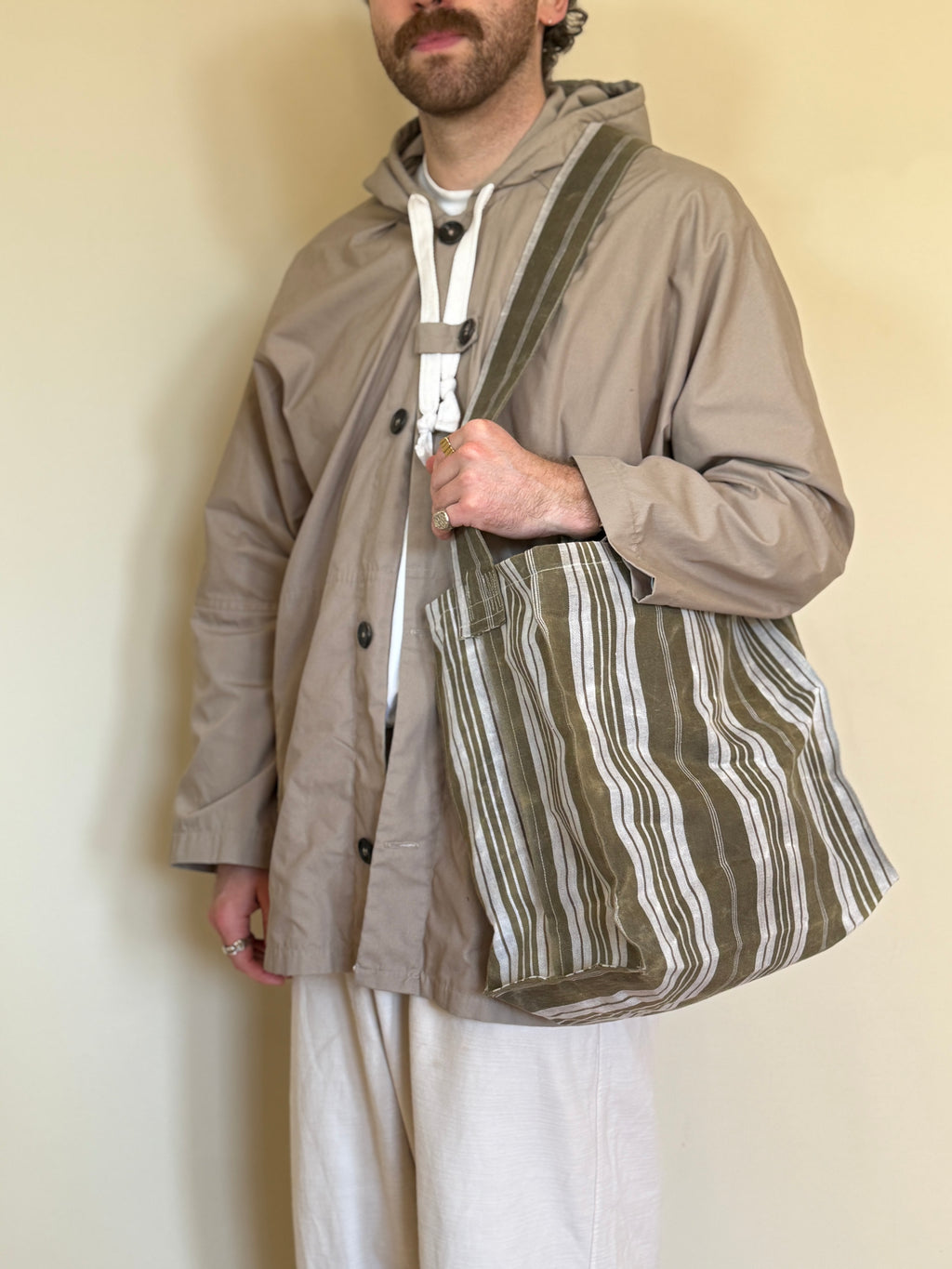 ANTIQUE FRENCH TICKING BIG'UN FORAGER BAG
