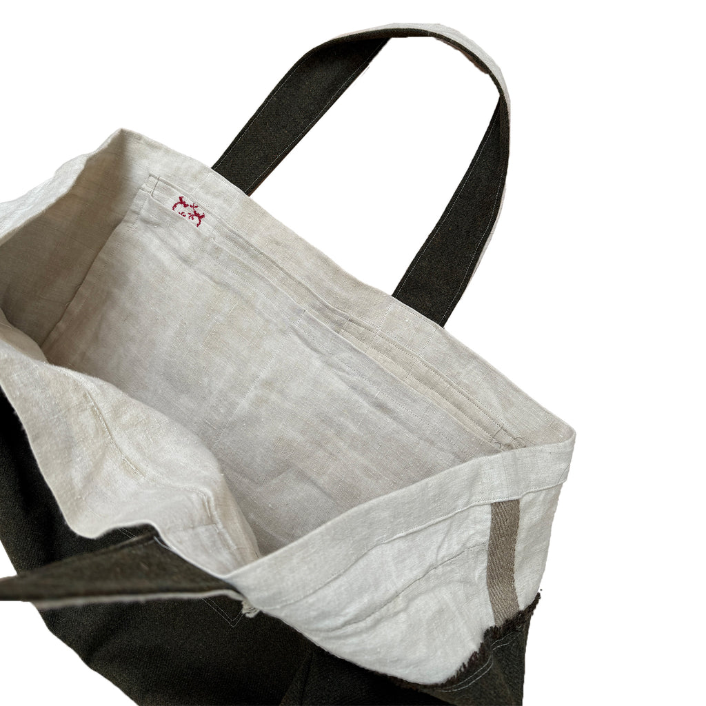 1 of 1 SHETLAND WOOL + ANTIQUE FRENCH LINEN TOTE